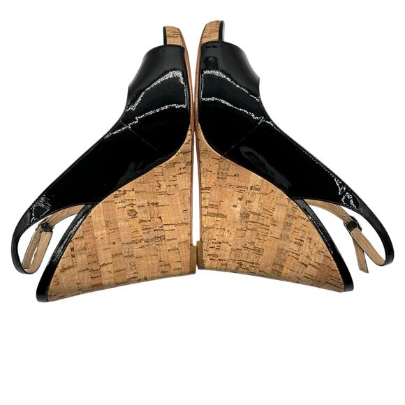Pour La Victoire Women's Black Catina Patent Leather Wedge Heels Size 9 - Picture 8 of 12